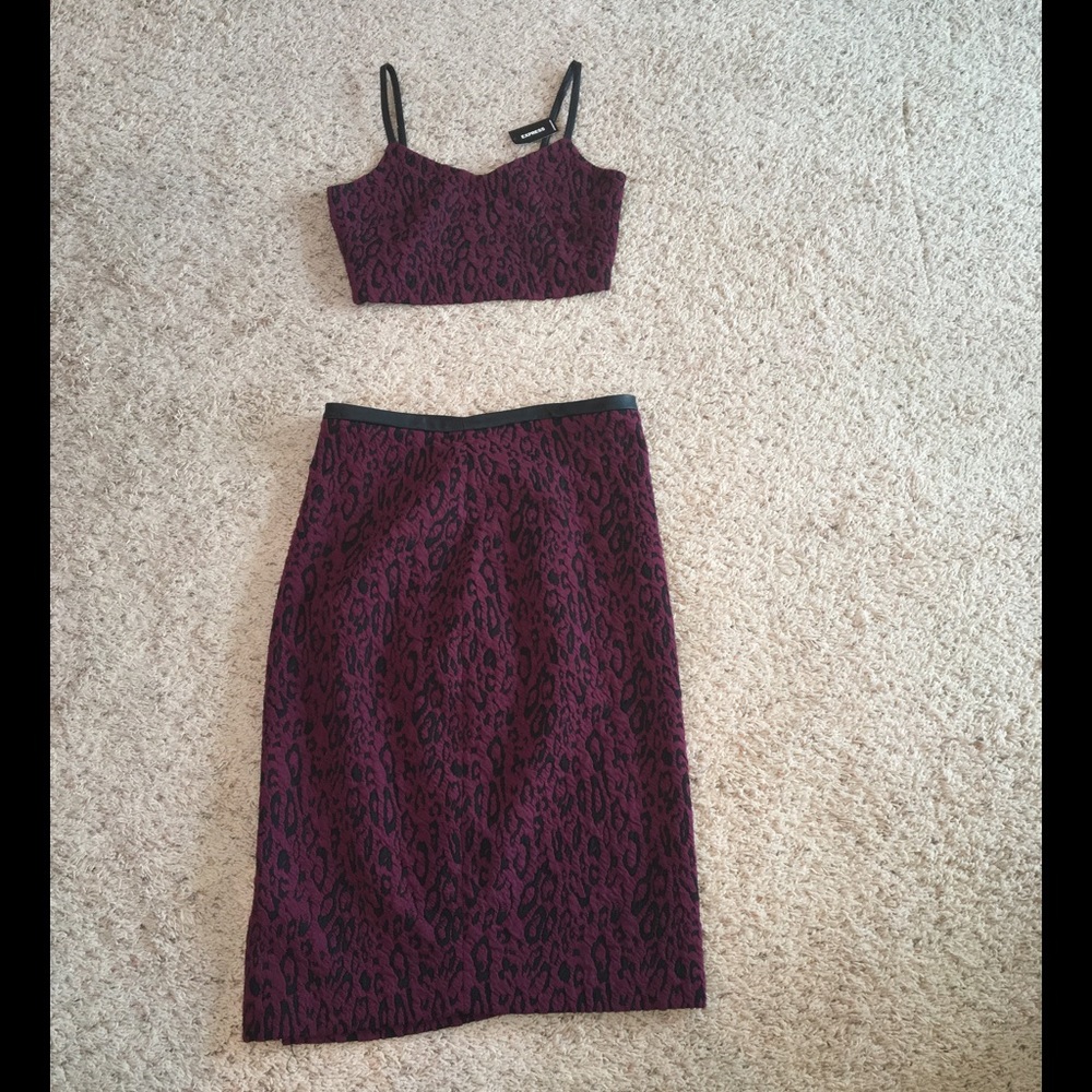 COPY - BNWT Express 2 pc Bralet Skirt Red black leopard